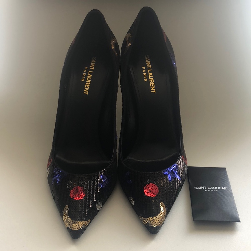 NIB $1,195 Saint Laurent YSL Palace Sequined High-Heel Pumps in size 10 / 40! - Picture 4 of 8